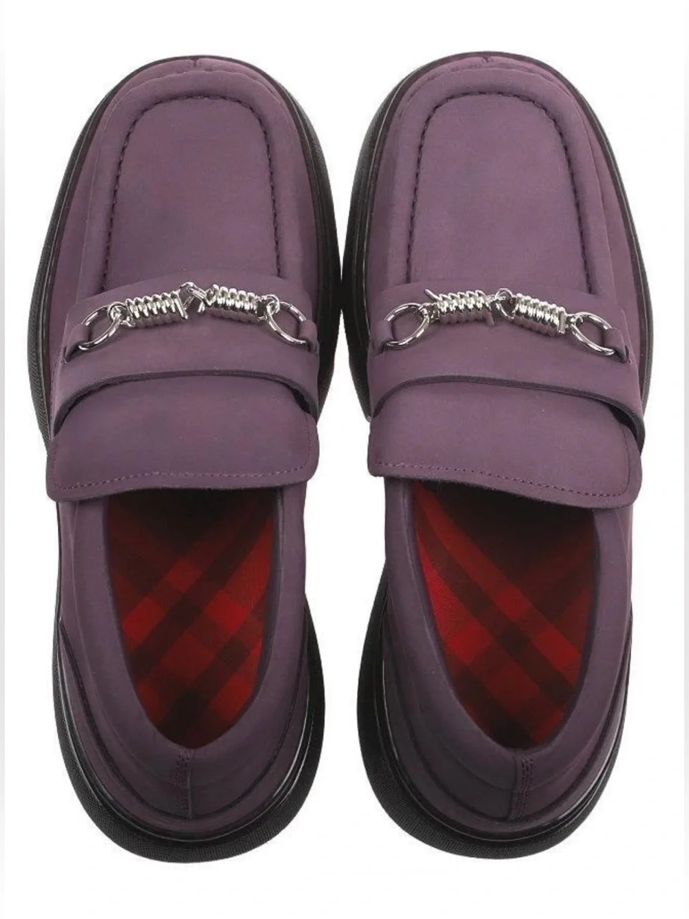 NEW BURBERRY MEN'S CREEPER WINTER SOLE AUBERGINE LEATHER LOFER SHOES 42/9